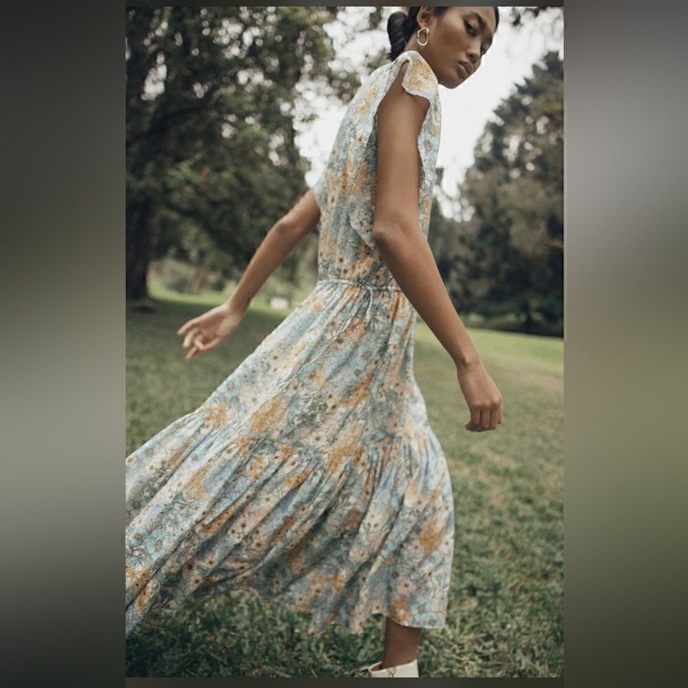 NWTs Magali Pascal Silk Jardin Tiered Midi Dress - Picture 2 of 5